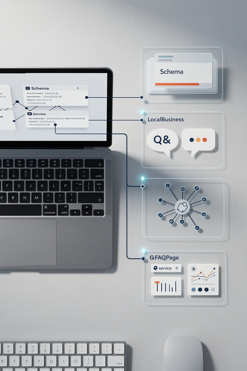 AI Visibility Pros schema-first optimization process showing structured data implementation for AI search visibility